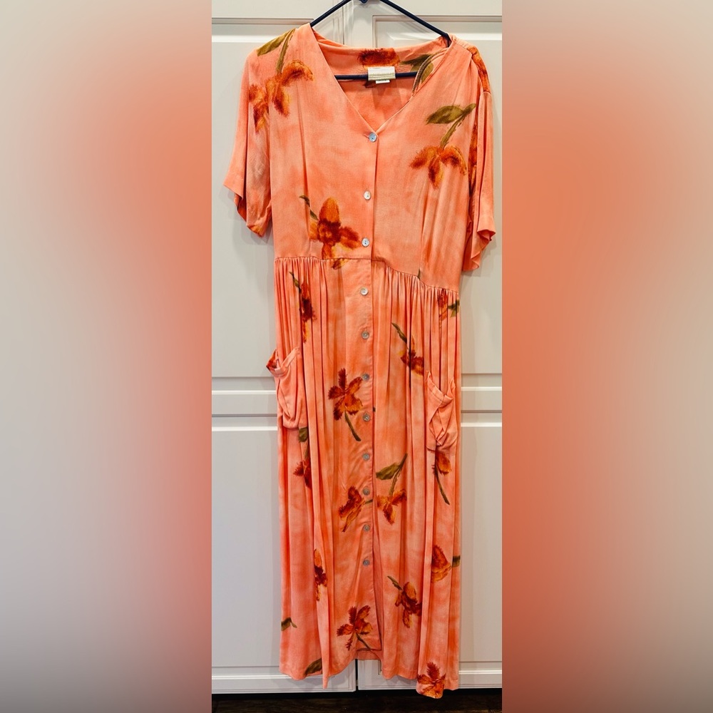 Floral Button-Down Coldwater Creek Dual Pockets Size L Dress